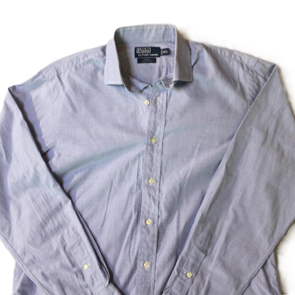 Polo By Ralph Lauren Shirt Mens 16 L Blue Check Regent Classic Fit Long Sleeve